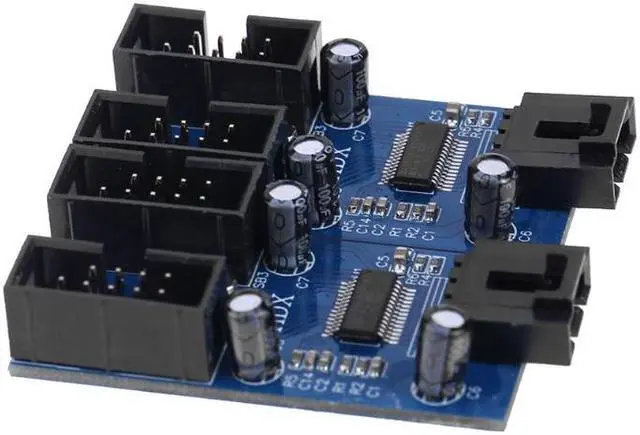 Alt view image 2 of 7 - 9pin USB Header Male 1 to 4 Female Extension Cable Card Desktop 9-Pin USB HUB USB 2.0 9 pin Connector Adapter Port Multilier