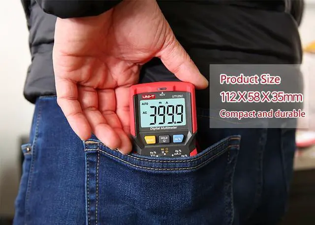 Alt view image 2 of 4 - UNI-T UT125C Mini Pocket Digital Multimeter Temperature Tester Resistor Capacitor Frequency Diode NCV Test Low Voltage Display