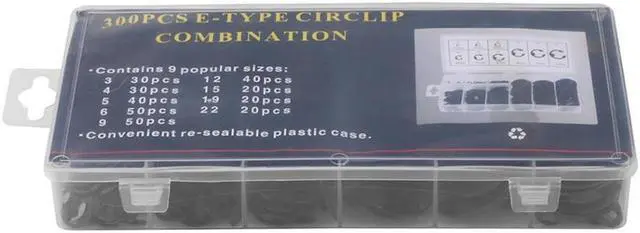 Alt view image 5 of 7 - 300pcs A3 steel E-Clip E-ring Shaft Retaining Rings Assortment 3mm-22mm with Box Black fastener