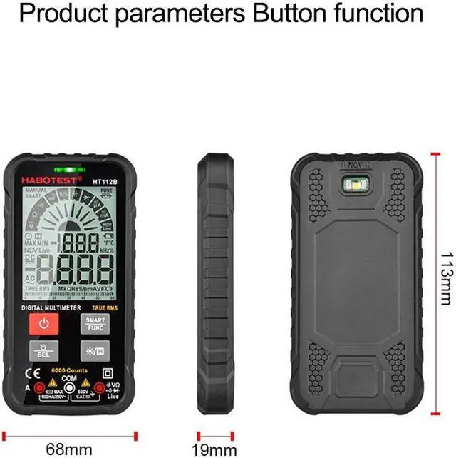 Alt view image 6 of 7 - HABOTEST HT112B High-precision Multi-meter Fully Automatic Intelligent Anti-burn Digital Display Multi-meter
