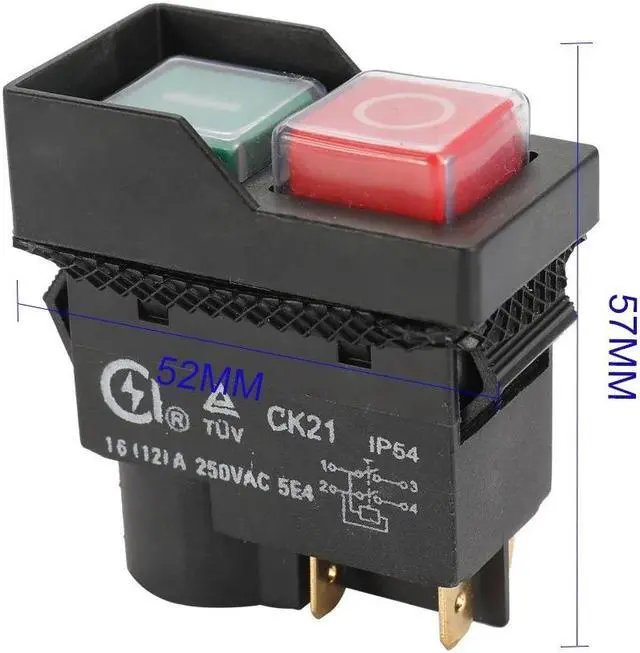Alt view image 6 of 7 - 250-Voltage Universal CK21B/250V Safety Switch Emergency Stop S-afe Cut Off Killer Waterproof and Dustproof Switches Electromagnetic Switch for Grinding Machine - 4 Pin