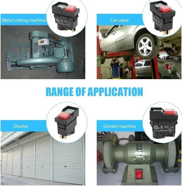 Alt view image 5 of 7 - 250-Voltage Universal CK21B/250V Safety Switch Emergency Stop S-afe Cut Off Killer Waterproof and Dustproof Switches Electromagnetic Switch for Grinding Machine - 4 Pin