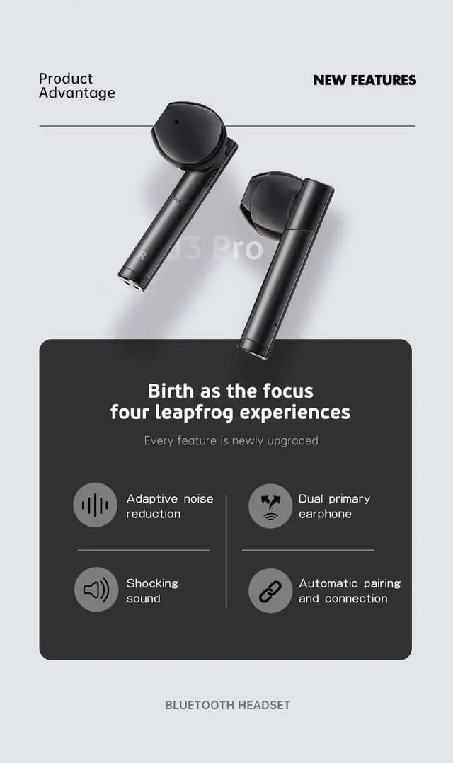 Alt view image 3 of 3 - Fineblue J3 Pro Bluetooth 5.0 Earphones TWS Fingerprint Touch Headset HiFI Stereo Earbuds Wireless earphones for sport (Red)