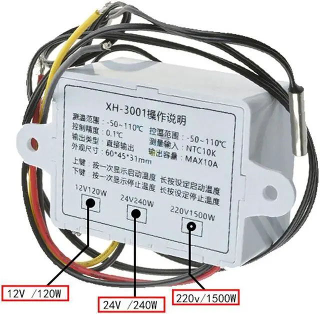 Alt view image 2 of 6 - Xh-W3001 Digital Thermostat Temperature Switch Microcomputer Temperature Controller Temperature Control Switch - 110-220V/1500W