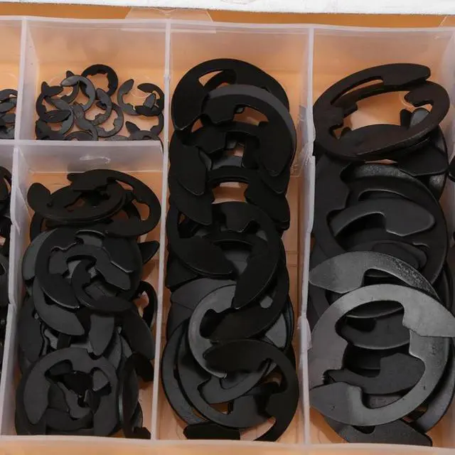 Alt view image 2 of 7 - 300pcs A3 steel E-Clip E-ring Shaft Retaining Rings Assortment 3mm-22mm with Box Black fastener