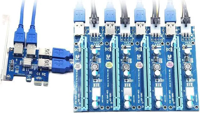 Alt view image 2 of 6 - PCI-E X1 to PCI-E X16 Adapter Card PCI-E Converter Card Expansion Card with 4 USB3.0 Ports Desktop Computer Expansion Card