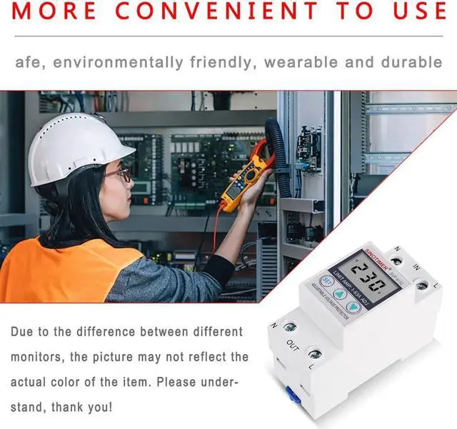 Alt view image 3 of 7 - 230V 63A Single Phase Two Wire LCD Digital Display Adjustable Voltage Surge Protectors Relay With Limit Current Protection