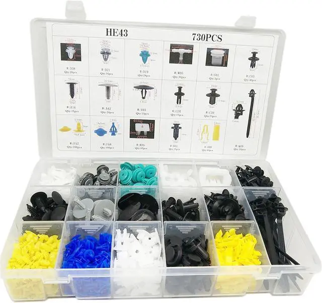Alt view image 2 of 7 - 730Pcs Bumper Retainer Clips Kit Car Fastener Rivet Multi-purpose Clips Door Trim Panel Clips
