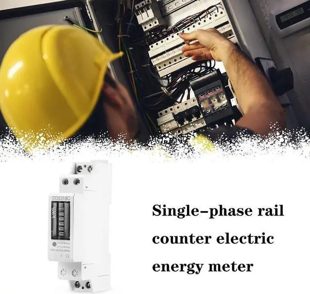 Alt view image 4 of 6 - Household Rail Single Phase Digital Display Electricity Power Consumption Wattmeter Energy Meter Watt KWh 5-32A 220V AC 50Hz