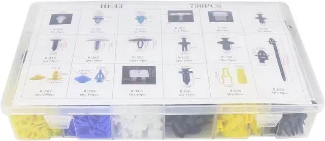 Alt view image 5 of 7 - 730Pcs Bumper Retainer Clips Kit Car Fastener Rivet Multi-purpose Clips Door Trim Panel Clips