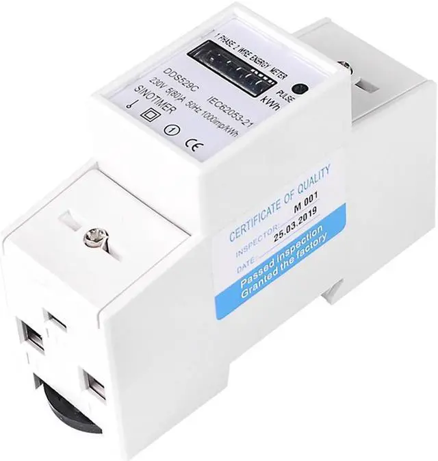 Alt view image 4 of 6 - Automatic Single Phase 2 Wire Electric Energy Counter AC 230V 5-80A Analog Watt Measurement Meter 35mm DIN Rail Mounting