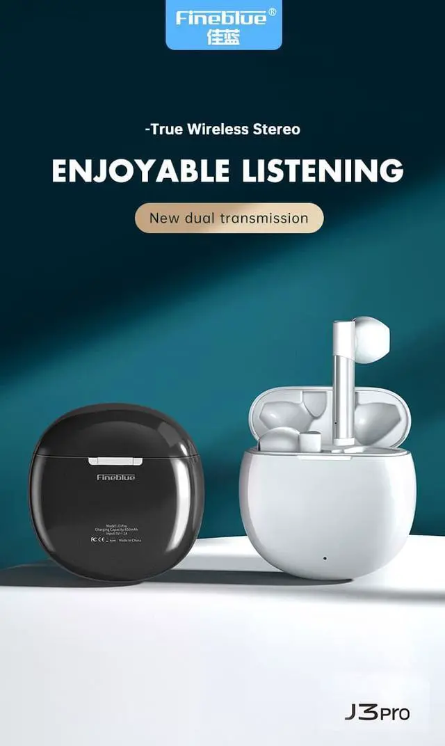 Alt view image 2 of 3 - Fineblue J3 Pro Bluetooth 5.0 Earphones TWS Fingerprint Touch Headset HiFI Stereo Earbuds Wireless earphones for sport (Red)