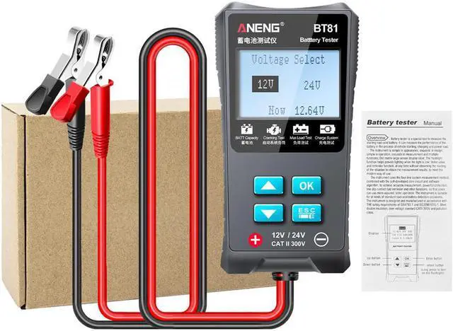 Main image of ANENG BT81 Car Battery Tester 12V/24V 100 to 1700CCA Cranking Charging Circut Tester Battery Analyzer 12/24 Volts Battery Tools