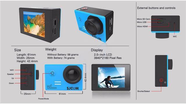 Alt view image 6 of 6 - SJCAM SJ5000X Elite WiFi 4K 24fps 2K30fps Gyro Sports DV 2.0 LCD NTK96660 Diving 30m Waterproof Action Camera