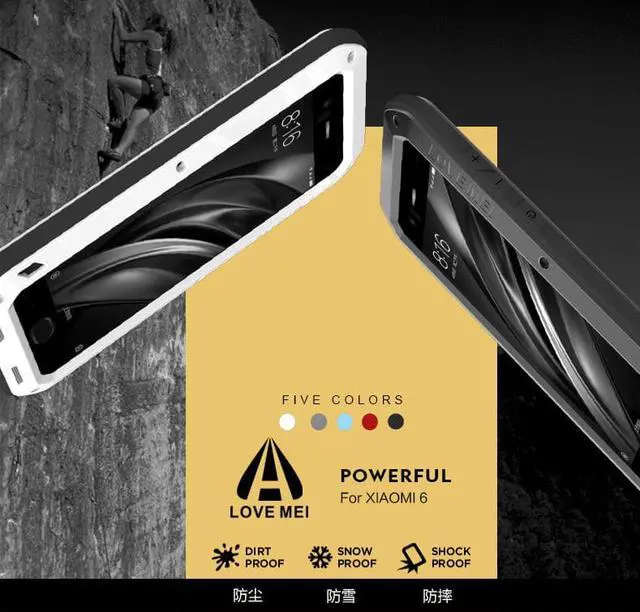 Alt view image 2 of 2 - Love Mei Shockproof Waterproof Metal Aluminum Case For  XIAOMI MI6 M602 - White