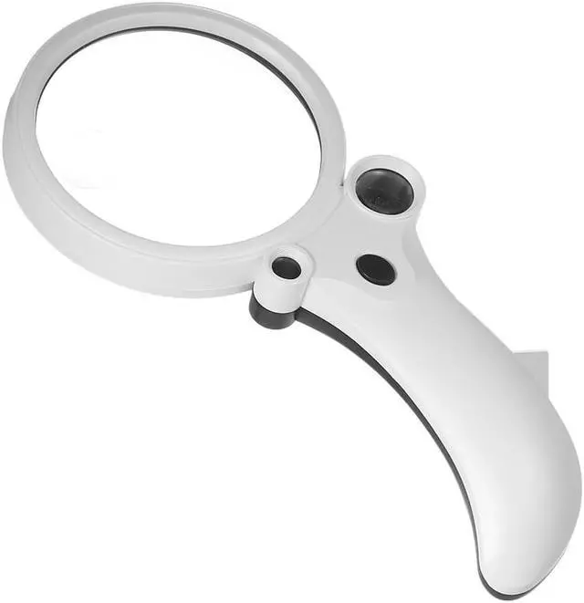 Alt view image 2 of 7 - Handheld 2.5X 4.5X 25X 55X 90mm Multifunctional Portable Reading Magnifier Four Glass Lens Magnifying Glass Tool with 4 LED Light 1 UV Counterfeit Detector