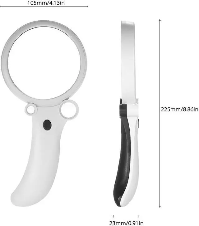 Alt view image 7 of 7 - Handheld 2.5X 4.5X 25X 55X 90mm Multifunctional Portable Reading Magnifier Four Glass Lens Magnifying Glass Tool with 4 LED Light 1 UV Counterfeit Detector