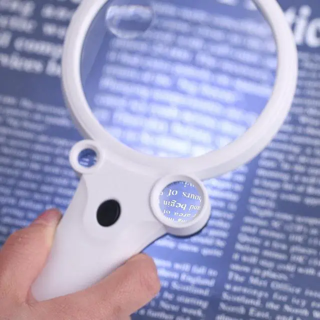 Alt view image 5 of 7 - Handheld 2.5X 4.5X 25X 55X 90mm Multifunctional Portable Reading Magnifier Four Glass Lens Magnifying Glass Tool with 4 LED Light 1 UV Counterfeit Detector