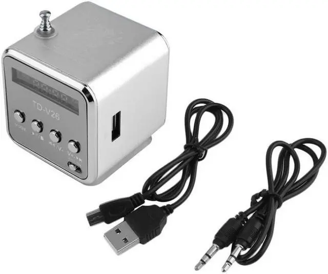 Alt view image 3 of 3 - Fineblue Mini Portable Music Speaker TD-V26 Micro SD TF MP3 Player Support FM Radio USB Stereo Speakers for MP4 Computer PC - Silver