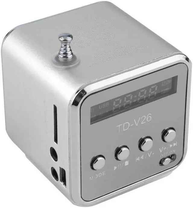 Alt view image 2 of 3 - Fineblue Mini Portable Music Speaker TD-V26 Micro SD TF MP3 Player Support FM Radio USB Stereo Speakers for MP4 Computer PC - Silver