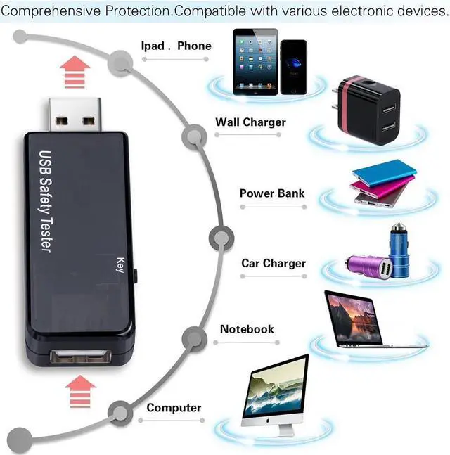 Alt view image 3 of 7 - USB Digital Tester Current Voltage Monitor DC 5.1A 30V Amp Voltage Meter Test Speed of Chargers Cables Capacity of Power Banks Black