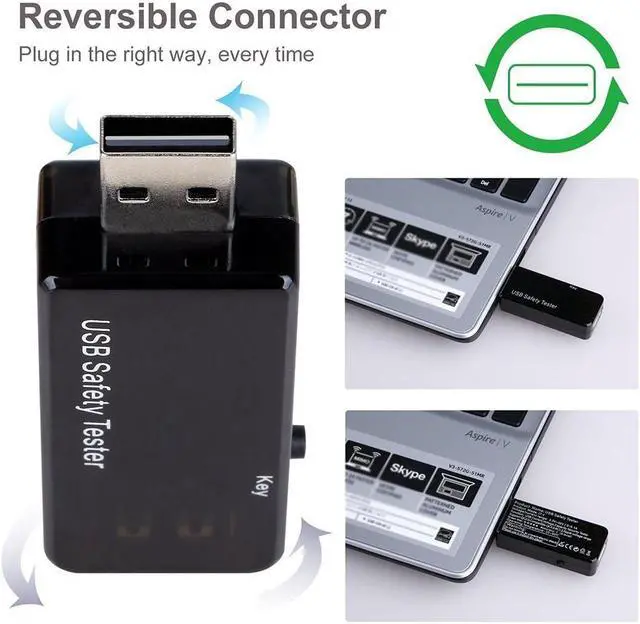 Alt view image 4 of 7 - USB Digital Tester Current Voltage Monitor DC 5.1A 30V Amp Voltage Meter Test Speed of Chargers Cables Capacity of Power Banks Black