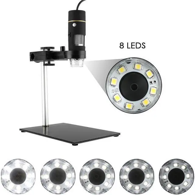 Alt view image 4 of 5 - 1000X Magnification USB Digital Microscope with OTG Function Endoscope 8-LED Light Magnifying Glass Magnifier with Stand