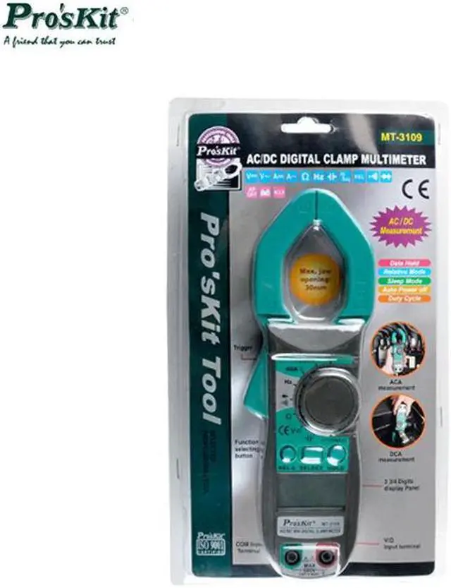 Alt view image 2 of 5 - Pro'skit MT-3109 3 3/4 Digital Multimeter Clamp Meter DC AC Voltage Current Capacity Resistance Tester