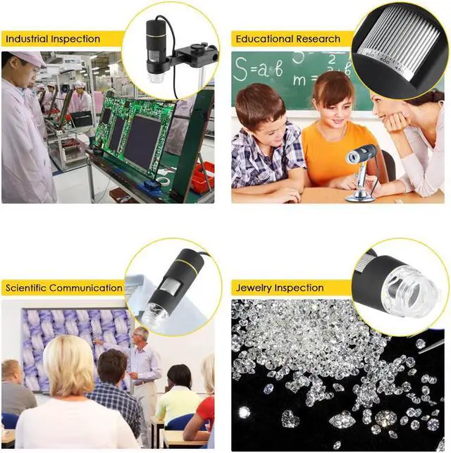 Alt view image 5 of 5 - 1000X Magnification USB Digital Microscope with OTG Function Endoscope 8-LED Light Magnifying Glass Magnifier with Stand