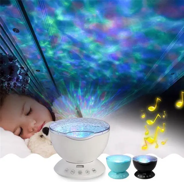 Alt view image 2 of 4 - Ocean Light Night Light Audio Cable 7 Colors Ocean Wave Starry Sky LED Projector Novelty RC Lamp Illusion Light For BabyChildren - White