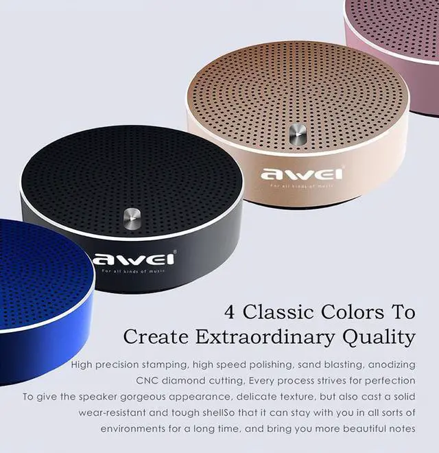 Alt view image 2 of 5 - Awei Y800 Mini Bluetooth Speaker Wireless Speaker 3D Stereo Laptop Portable TF Card Audio USB Music Player PC Speaker (Pink)