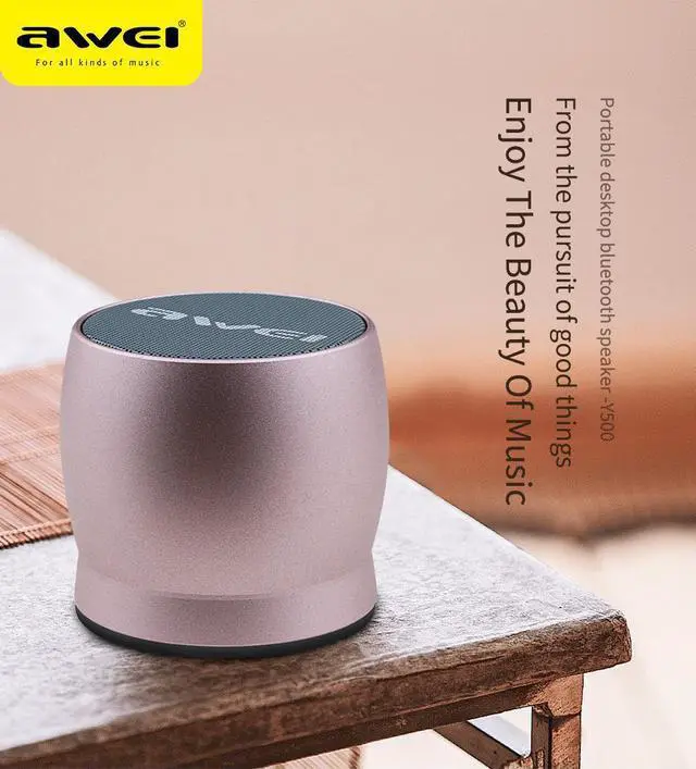 Main image of Awei Y500 Mini Bluetooth Speaker 3D Stereo Laptop Portable Wireless Speaker TF Card Audio USB Music Player PC Speaker (Rose Gold)