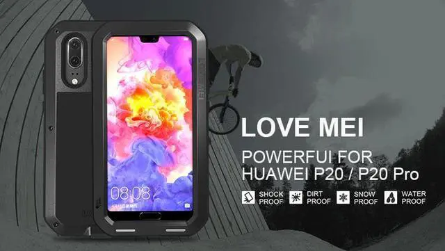 Alt view image 2 of 7 - Love Mei Shockproof Waterproof Metal Aluminum Case For HuaWei P20 Pro - Yellow