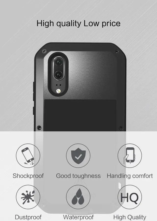 Alt view image 3 of 7 - Love Mei Shockproof Waterproof Metal Aluminum Case For HuaWei P20 Pro - Yellow