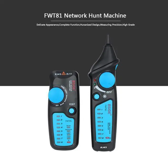 Alt view image 2 of 6 - Bside FWT81 Cable Tracker RJ45 RJ11 Telephone Wire Network LAN TV Electric Line Finder Tester