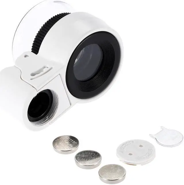 Main image of Mini 45X Zoom Adjustable Loupe Magnifier Magnifying Glass with LED Light and UV Light for Jewelry Antiques Gems Stamps Currency