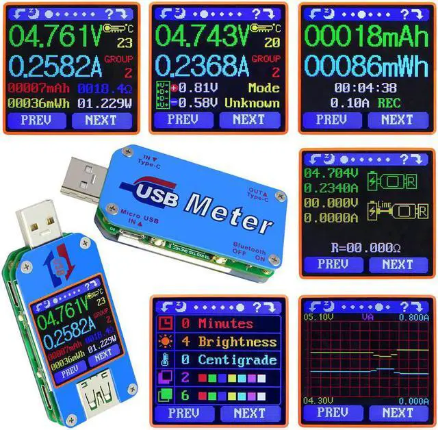 Alt view image 7 of 7 - RD UM25 USB 2.0 Type- C Color LCD Display Tester Digital Voltmeter Ammeter Usb Tester Current Voltage Meter Battery Charge Cable Impedance Resistance Measure No Communication Version