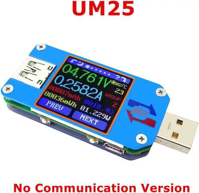 Alt view image 2 of 7 - RD UM25 USB 2.0 Type- C Color LCD Display Tester Digital Voltmeter Ammeter Usb Tester Current Voltage Meter Battery Charge Cable Impedance Resistance Measure No Communication Version
