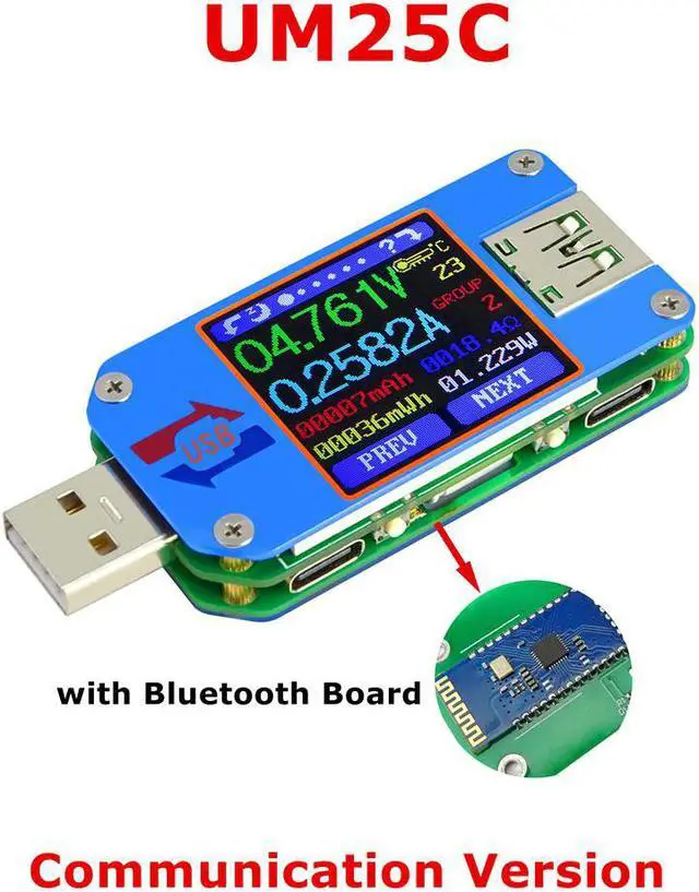 Alt view image 2 of 7 - RD UM25/C USB 2.0 Type- C Color LCD Display Tester Digital Voltmeter Ammeter Usb Tester Current Voltage Meter Battery Charge Cable Impedance Resistance Measure Communication Version