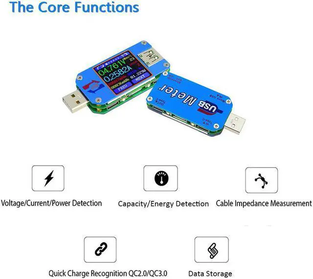 Alt view image 6 of 7 - RD UM25 USB 2.0 Type- C Color LCD Display Tester Digital Voltmeter Ammeter Usb Tester Current Voltage Meter Battery Charge Cable Impedance Resistance Measure No Communication Version