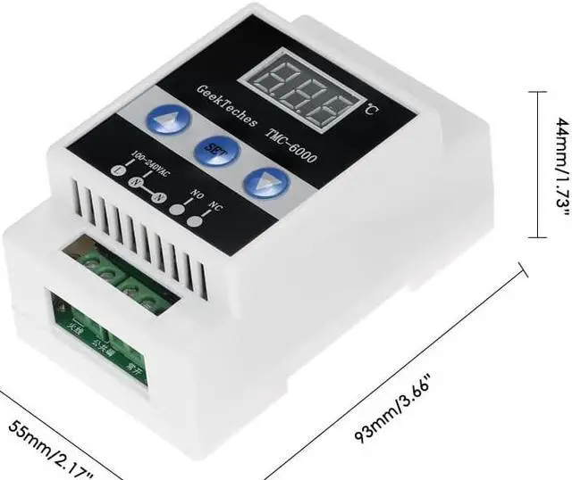 Alt view image 6 of 7 - GeekTeches TMC-6000 110-240V Guide Rail Digital Temperature Controller Thermostat Refrigeration Heating Temperature Control Magnet Probe