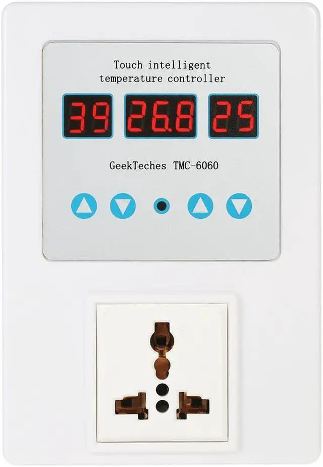 Alt view image 6 of 6 - GeekTeches TMC-6060 AC110-240V 10A High Precision Touch Control LED Digital Intelligent Temperature Controller Outlet Pre-wired cord Thermocouple Thermostat Heating Cooling Control Switch with Socket