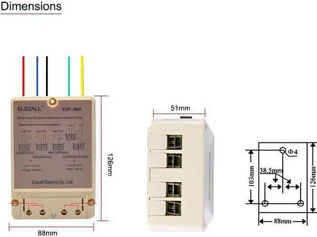 Alt view image 7 of 7 - ELECALL EDF-96A Water Automatic Level Controller 10A 220V Electronic Water Liquid Level Detection Sensor Water Pump Controller - 2M Sensor Cables