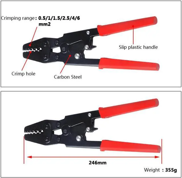 Alt view image 2 of 4 - Terminal Crimping Pliers Ratchet Terminal Hand Crimping Tool Plier For Crimp Terminal And Connector 0.5/ 1/ 1.5/ 2.5/ 4/ 6mm2