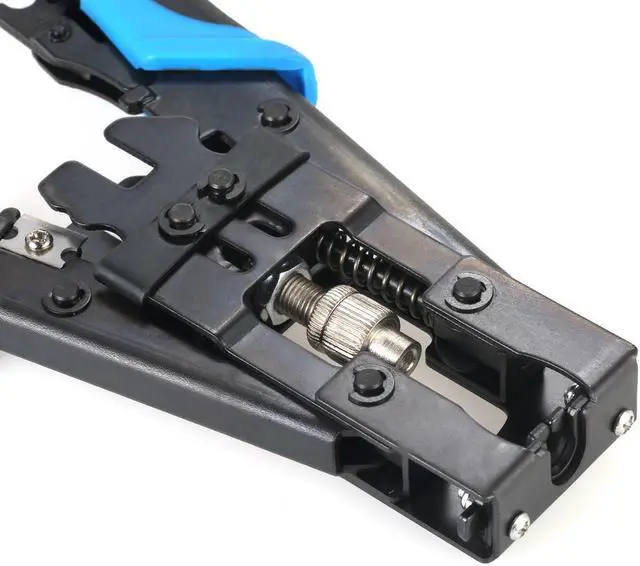 Alt view image 2 of 5 - Multifunctional Coax Compression Connector Adjustable Tool Cable Crimping Pliers Wire Cutter for F BNC RCA RG58 RG59 RG6 - Blue