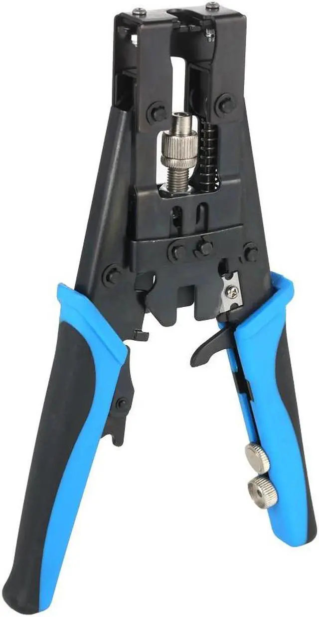 Main image of Multifunctional Coax Compression Connector Adjustable Tool Cable Crimping Pliers Wire Cutter for F BNC RCA RG58 RG59 RG6 - Blue