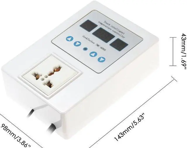 Alt view image 4 of 6 - GeekTeches TMC-6060 AC110-240V 10A High Precision Touch Control LED Digital Intelligent Temperature Controller Outlet Pre-wired cord Thermocouple Thermostat Heating Cooling Control Switch with Socket