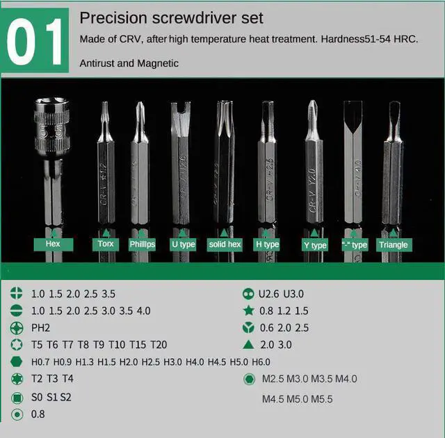 Alt view image 5 of 7 - ELECALL S2 Material 61 in 1 screwdriver Bit Magnetic Driver Kit Precision Screwdriver set Hand Tools for Phone Electronics Repair Tool Kit