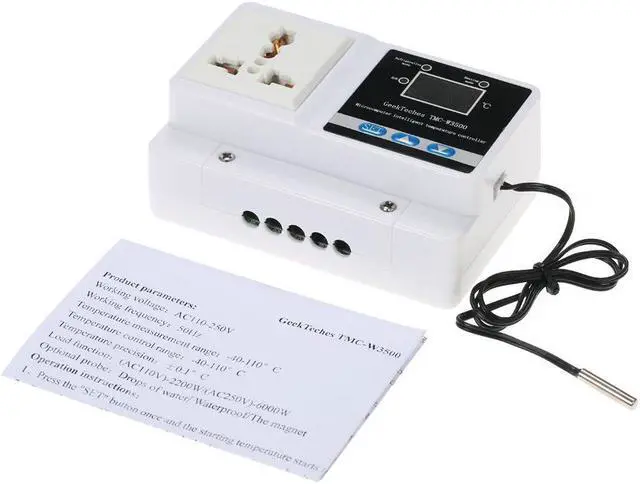 Alt view image 2 of 6 - GeekTeches Electronic TMC-W3500 AC110-250V High Precision LCD Digital Temperature Controller Thermocouple Thermostat with Socket And Waterproof Sensor Probe