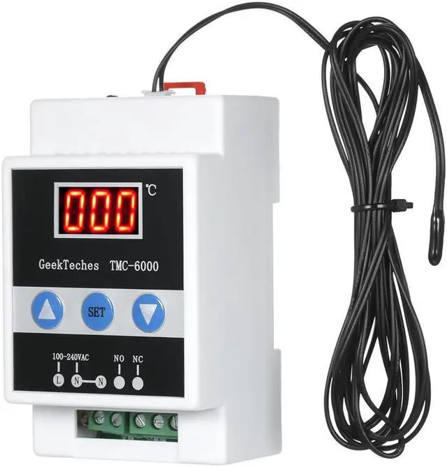 Main image of GeekTeches TMC-6000 110-240V Guide Rail Digital Temperature Controller Thermostat Refrigeration Heating Temperature Control Water Drop Probe